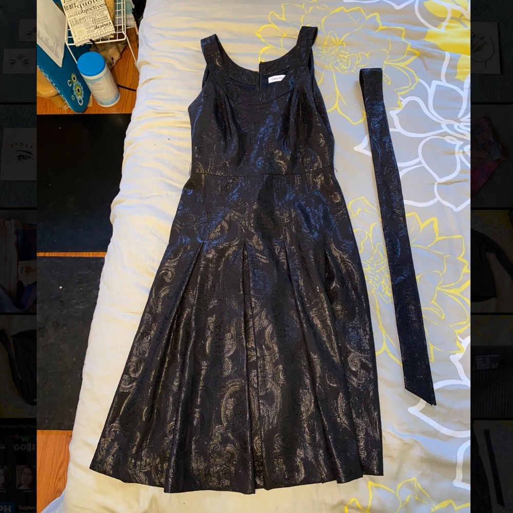 Calvin Klein Bejeweled Black Dress